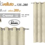 TENDA ARREDO Finestra Porta Interno AD ANELLI VELLUTO BEIGE CREMA 135*280 CM