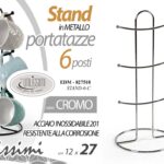 Porta tazze verticale 6 posti organizer salvaspazio metallo moderno cromo 27x12