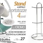 Porta tazze verticale 4 posti organizer salvaspazio metallo moderno cromo 27x13