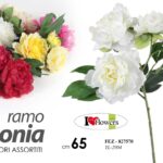 PEONIA A RAMO FIORI FINTI 65 CM MAZZO MAZZOLINO ARTIFICIALE STELO DECORATIVI