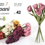 TULIPANI BOUQUET MAZZO 42 MAZZOLINO TULIPANO FIORI FINTI FIORE ARTIFICIALE STELO