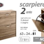 SCARPIERA 2 ANTE MODERNA BASSA DOPPIA A RIBALTA SALVASPAZIO SLIM NOCE 81*63*24cm