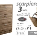 SCARPIERA MODERNA 3 ANTE SALVASPAZIO SLIM MOBILE SCARPE NOCE H115*63*24 TCC