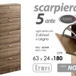 SCARPIERA SLIM 5 ANTE DOPPIA PROF SALVASPAZIO MODERNA ROVERE NOCE h180*63*24cm