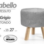 POUF SGABELLO POGGIAPIEDI TONDO MODERNO POUFF PIEDI LEGNO TESSUTO RICAM 28*27cm