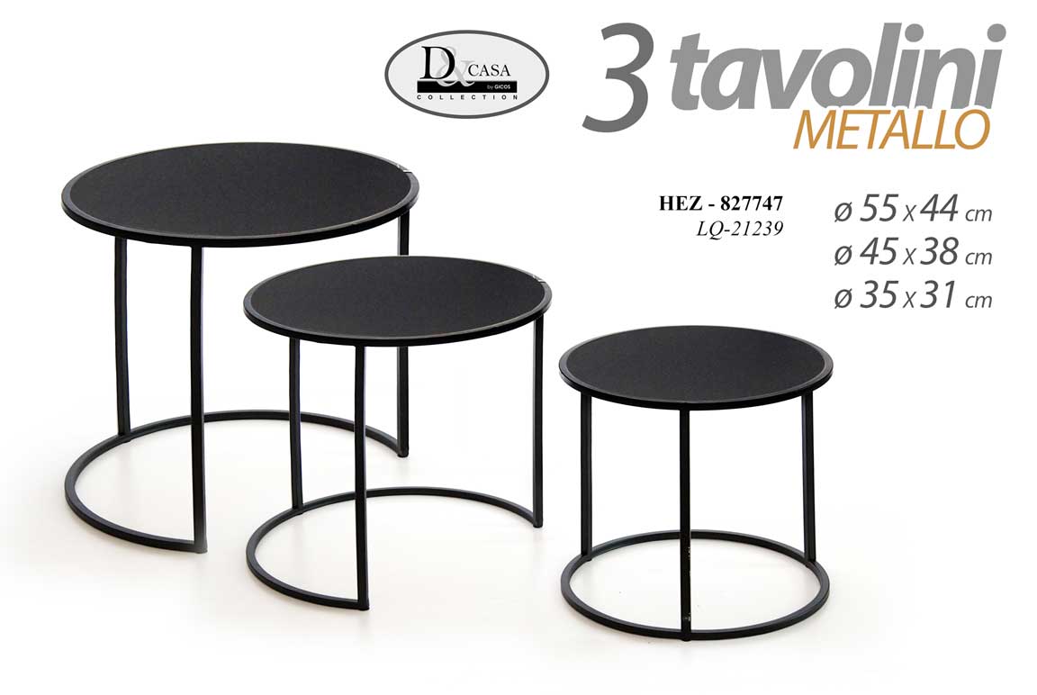8025569827747 3 TAVOLINI TAVOLO METALLO DIVANO SALOTTO GIARDINO MODERNO CLASSICO Ø55-45-35cm - immagine 1