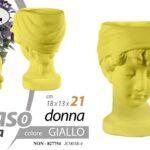 VASO TESTA DONNA CACHEPOT PIANTE FIORI CENTROTAVOLA CLASSICO MODERNO GIALLO 21cm