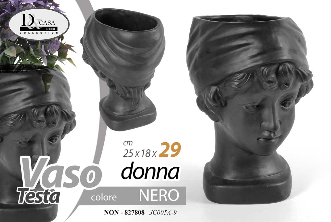 8025569827808 VASO TESTA DONNA VISO DEA PORTA PIANTE CACHEPOT FIORI CLASSICO MODERNO 29*25*18 - immagine 1
