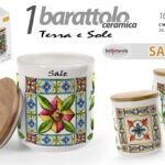 BARATTOLO SALE CERAMICA TAPPO LEGNO ERMETICO CUCINA TERRA E SOLE 12*10 cm