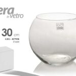 VASO VASETTO SFERA VETRO TRASPARENTE PALLA PORTA FIORI TONDO CENTRO TAVOLA  30CM