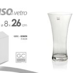 VASO VETRO PORTA FIORI DA TAVOLA TONDO CENTRO TAVOLA ANNIVERSARIO ALTO h26*8 cm