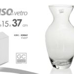 VASO VETRO TRASPARENTE PORTA FIORI TONDO CENTRO TAVOLA ANNIVERSARIO ALTO 37*15cm
