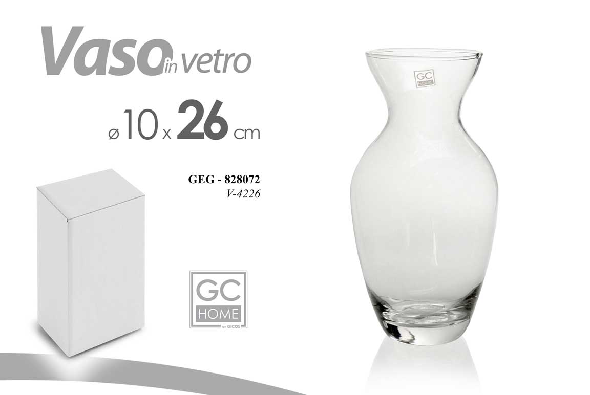 8025569828072 VASO VETRO FIORI DA TAVOLA TONDO CENTRO TAVOLA ANNIVERSARIO ALTO Elegante h26*16 - immagine 1