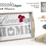 Vassoio cucina colazione cuore moderno vintage sweet home legno assort 40x30x5