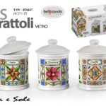 SET 3 Barattoli Sale Zucchero Caffè Tris CERAMICA Contenitore TERRA E SOLE 15CM