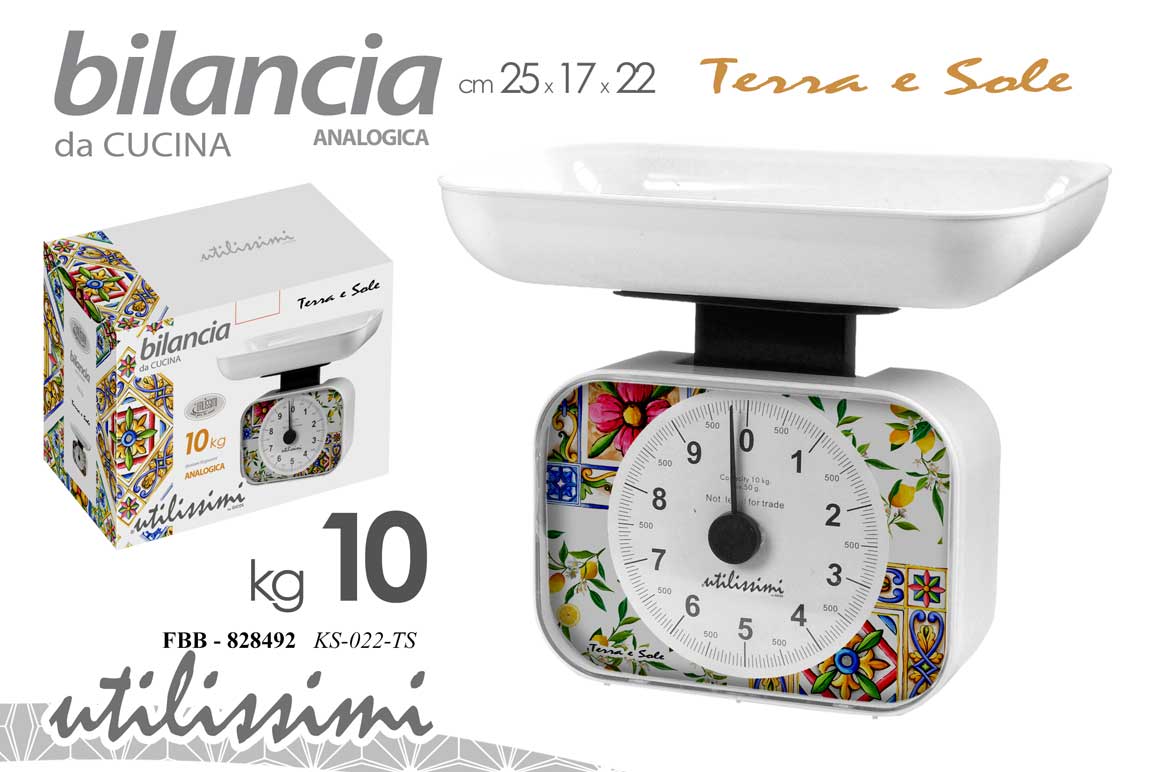 8025569828492 Bilancia cucina analogica meccanica alimenti vassoio stile mediterraneo 25x17x22 - immagine 1
