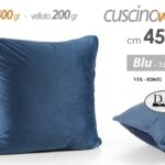 CUSCINO BLU VELLUTO IMBOTTITO DIVANO SALOTTO POLTRONA 400+200 GR MODER 45*45cm