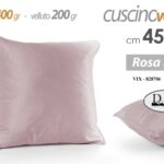 CUSCINO ROSA VELLUTO IMBOTTITO DIVANO SALOTTO POLTRONA 400+200 GR MODERN 45*45cm