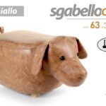 POUF CANE SGABELLO POGGIAPIEDI BAMBINI IMBOTTITO GIALLO POUFF PIEDI LEGNO 63*32