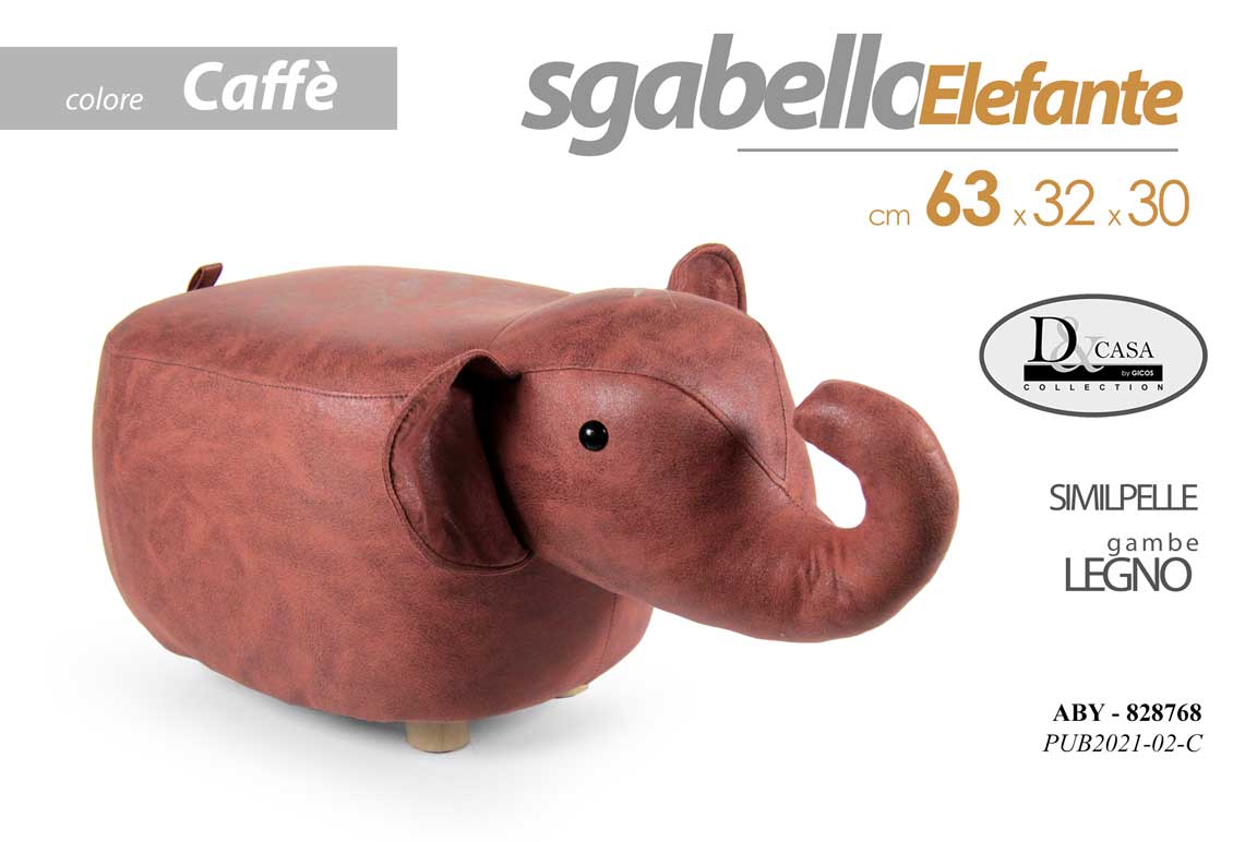 8025569828768 SGABELLO ELEFANTE POUF POGGIAPIEDI BAMBINI IMBOTTITO POUFF PIEDI LEGNO CAFFè - immagine 1