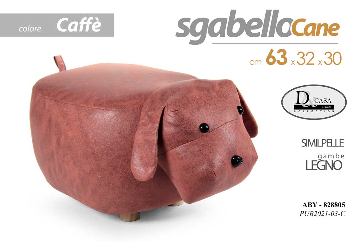 8025569828805 POUF CANE SGABELLO POGGIAPIEDI BAMBINI IMBOTTITO CAFFè POUFF PIEDI LEGNO 63*32 - immagine 1
