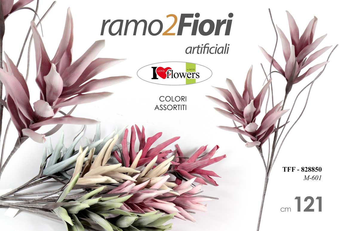 8025569828850 RAMO 2 FIORI FIORE STELO 121 CM RAMETTO ARTIFICIALE PER FASCIO MAZZO COLOR - immagine 1
