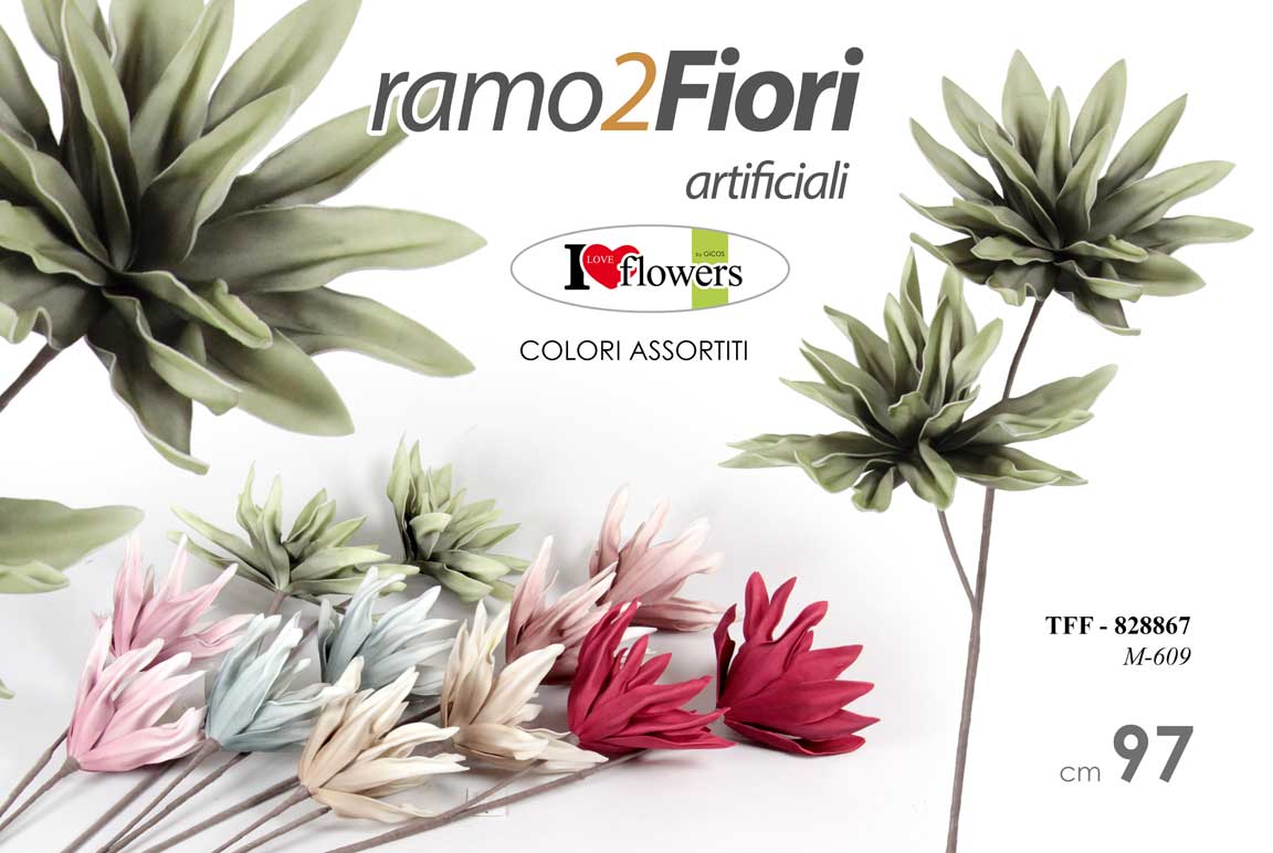 8025569828867 RAMO 2 FIORI FIORE STELO 97 CM RAMETTO ARTIFICIALE PER FASCIO MAZZO COLOR - immagine 1