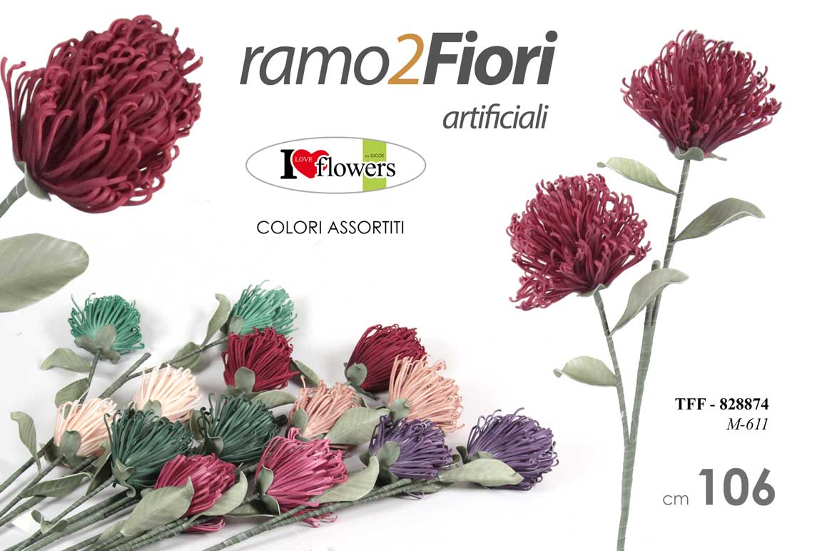 8025569828874 RAMO 2 FIORI FIORE STELO 106 CM DECORATIVO ARTIFICIALE PER FASCIO MAZZO COLOR - immagine 1