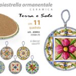 Quadretto tondo piastrella maiolica siciliana muro parete ceramica ass 11 cm