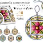 Quadretto tondo piastrella maiolica siciliana muro parete ceramica ass 18 cm