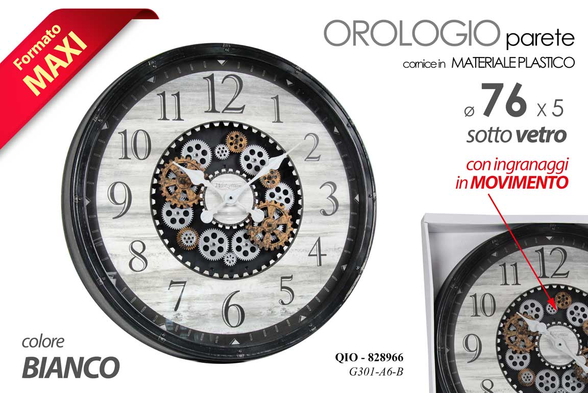 8025569828966 MAXI OROLOGIO DA PARETE INGRANAGGI IN MOVIMENTO ANTICATO CLASSICO MODERNO 76*5cm - immagine 1