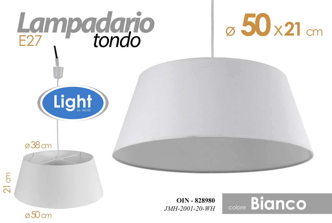 8025569828980 LAMPADARIO SOFFITTO BIANCO TELA TONDO SALOTTO CUCINA Lampada a Sospensione 50cm - immagine 1