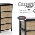 CASSETTIERA LEGNO NERO MOBILE 4 CASSETTI MARRONE 73*40*29CM