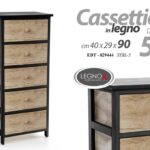 Cassettiera 5 CASSETTI CLASSICO Moderna MULTIUSO NERA 40*29*H90CM