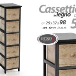 MOBILE CASSETTIERA 5 CASTETTI NERO MARRONE CUCINA BAGNO SALOTTO LEGNO 26*32*H98