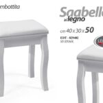 SGABELLO LEGNO CLASSICO BIANCO SEDUTA IMBOTTITA POGGIAPIEDI POUF 40*30*h50CM
