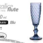 BICCHIERE FLUTE Spumante Champagne Calice VETRO shot DIAMANTE BLU 20CM 140CC