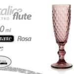 BICCHIERE FLUTE Spumante Champagne Calice VETRO shot DIAMANTE ROSA 20CM 140CC