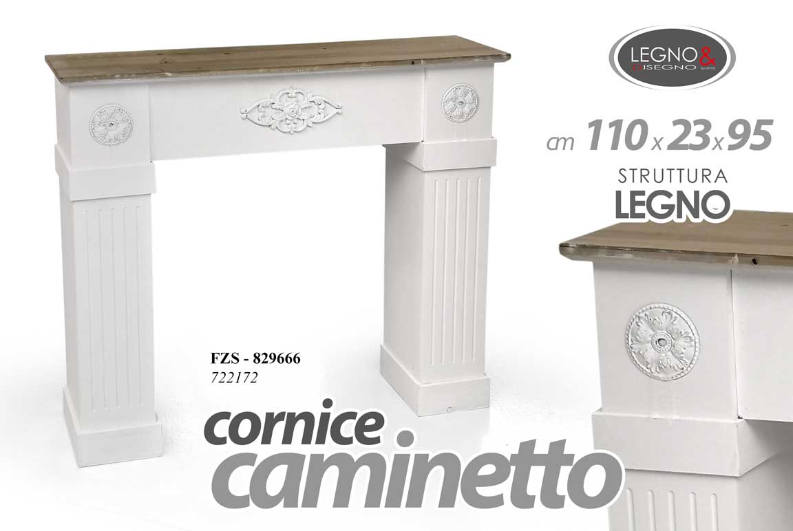 8025569829666 Cornice Camino Finto Legno Caminetto Decorativa BIANCA MARRONE 110*23*H95CM - immagine 1