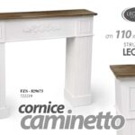 CORNICE FINTO CAMINO DECORATIVA CAMINETTO LEGNO BIANCO MARRONE MODERNO 110*23*96