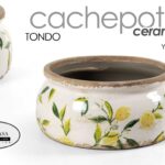 VASO ANTICATO VINTAGE RETRò CACHEPOT BASSO CENTROTAVOLA RUSTICO LIMONI 23*10 cm