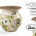 VASO CERAMICA CACHEPOT ANTICATO VINTAGE RETRò CENTROTAVOLA LIMONI SCAVO 17*18cm