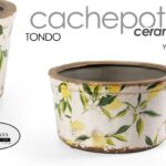 VASO CERAMICA CACHEPOT CENTROTAVOLA LIMONI SCAVO CLASSICO MODERNO 16*9 cm