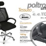 POLTRONA ROBUSTA INTENSA TRASPIRANTE TESSUTO NERA ACCIAIO UFFICIO CASA 160 kg