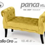 PANCA CLASSICA LEGNO VELLUTO GIALLO ORO CAMERA LETTO INGRESSO SALOTTO 100*40*61