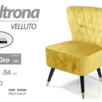 POLTRONA SEDUTA VELLUTO GAMBE LEGNO DESIGN CLASSICO MODERNO GIALLO 84*64*66 cm