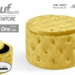 POUF CONTENITORE VELLUTO GIALLO ORO IMBOTTITO TRAPUNTATO TONDO ROTONDO 60*h42 cm