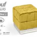 POUF QUADRATO MODERNO POGGIAPIEDI VELLUTO SGABELLO BASE METALLO POUFF ORO 40*39