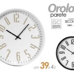 OROLOGIO DA PARETE SILENZIOSO CLASSICO MODERNO NUMERI GRANDI NERO BIANCO 39*4cm