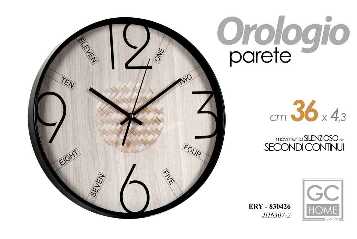 8025569830426 OROLOGIO DA PARETE SILENZIOSO CLASSICO MODERNO NUMERI INGLESE VINTAGE 36*4,3CM - immagine 1